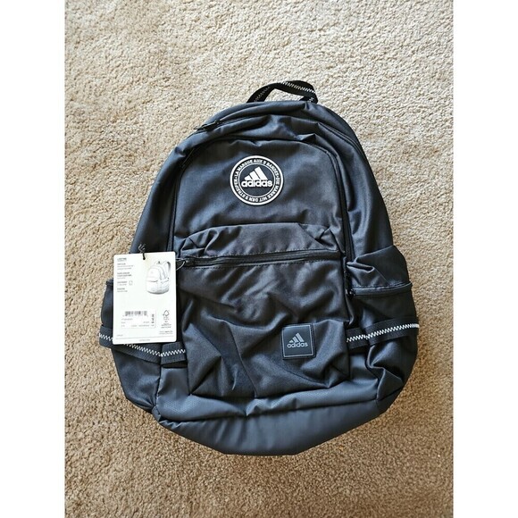 ADIDAS CITY ICON Unisex OSFA 17" Backpack Laptop Black WHITE WIPE CLEAN $60 NWT - Picture 4 of 7